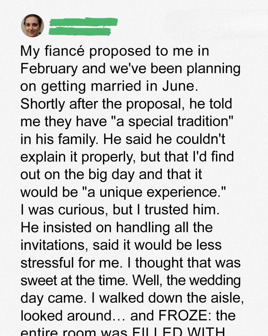 My Fiancé Planned a “Secret Family Tradition” for Our Wedding — What I Found Waiting at the Church Changed Everything