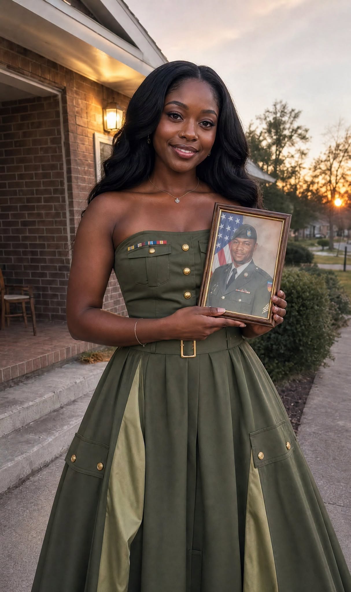 They Mocked the Dress I Made from My Father’s Army Uniform — But One Knock at the Door Changed Everything