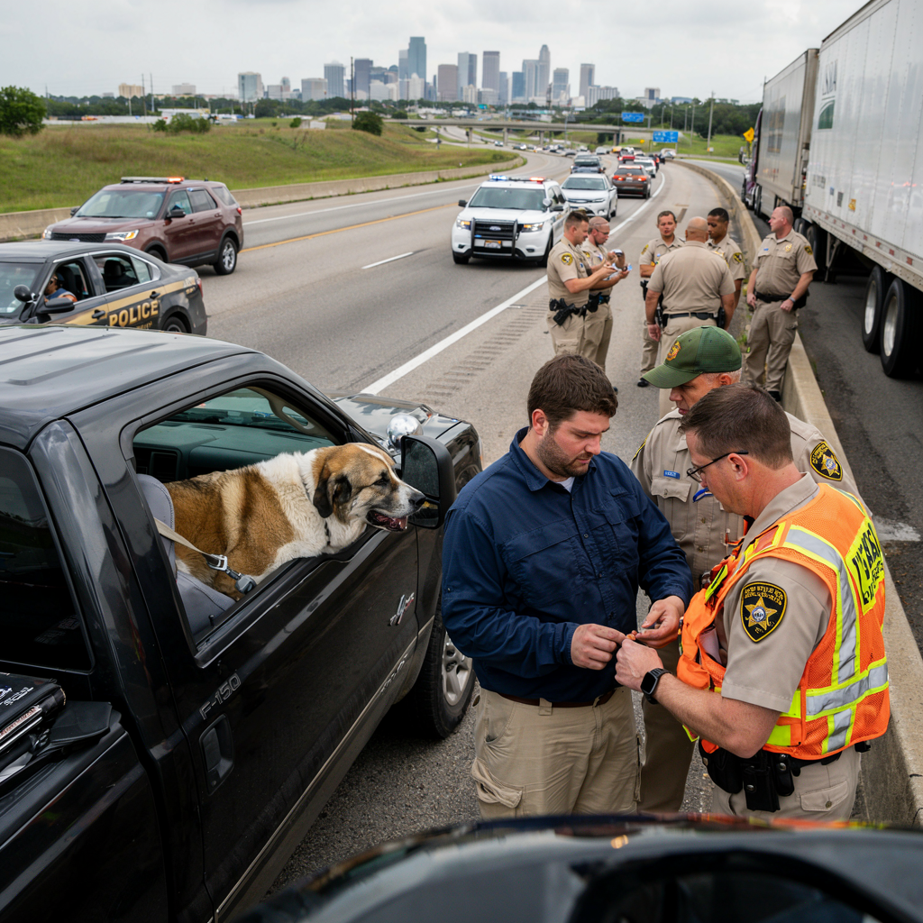 What Began as a Complete and Illegal Shutdown of Interstate 84 Caused by Fifty Parked Big Rigs Blocking Every Lane During Rush Hour Quickly Turned Into a Situation That Made Highway Patrol Officers Stop Everything They Thought They Knew When They Realized the Convoy Was Not a Protest or a Crime Scene, but Something Far More Emotional and Unexpected