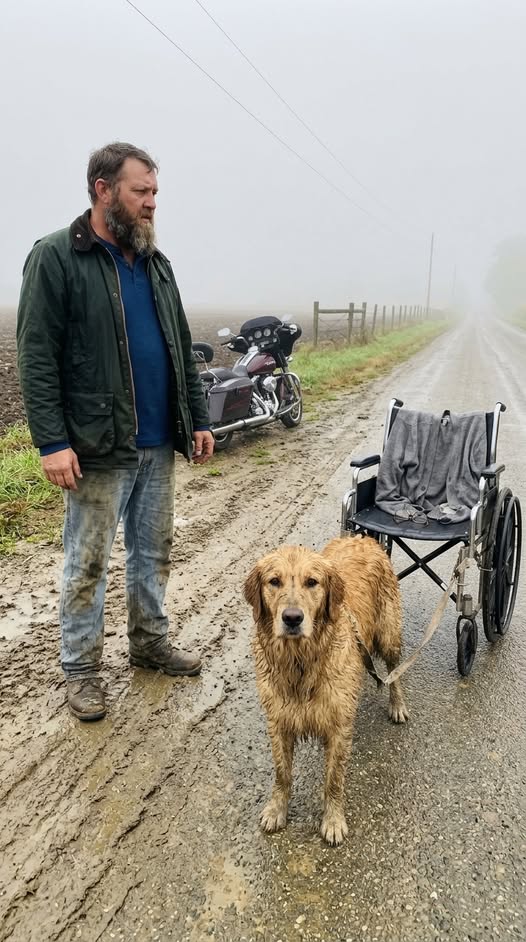 The Veteran Biker Thought the Skinny Stray Had Simply Found an Abandoned Wheelchair After the Storm and Was Playing with It Like So Many Lost Animals Do… But the More He Watched the Dog’s Strange Behavior, the More He Realized He Was Being Led Toward a Discovery That Would Change the Entire Meaning of That Morning
