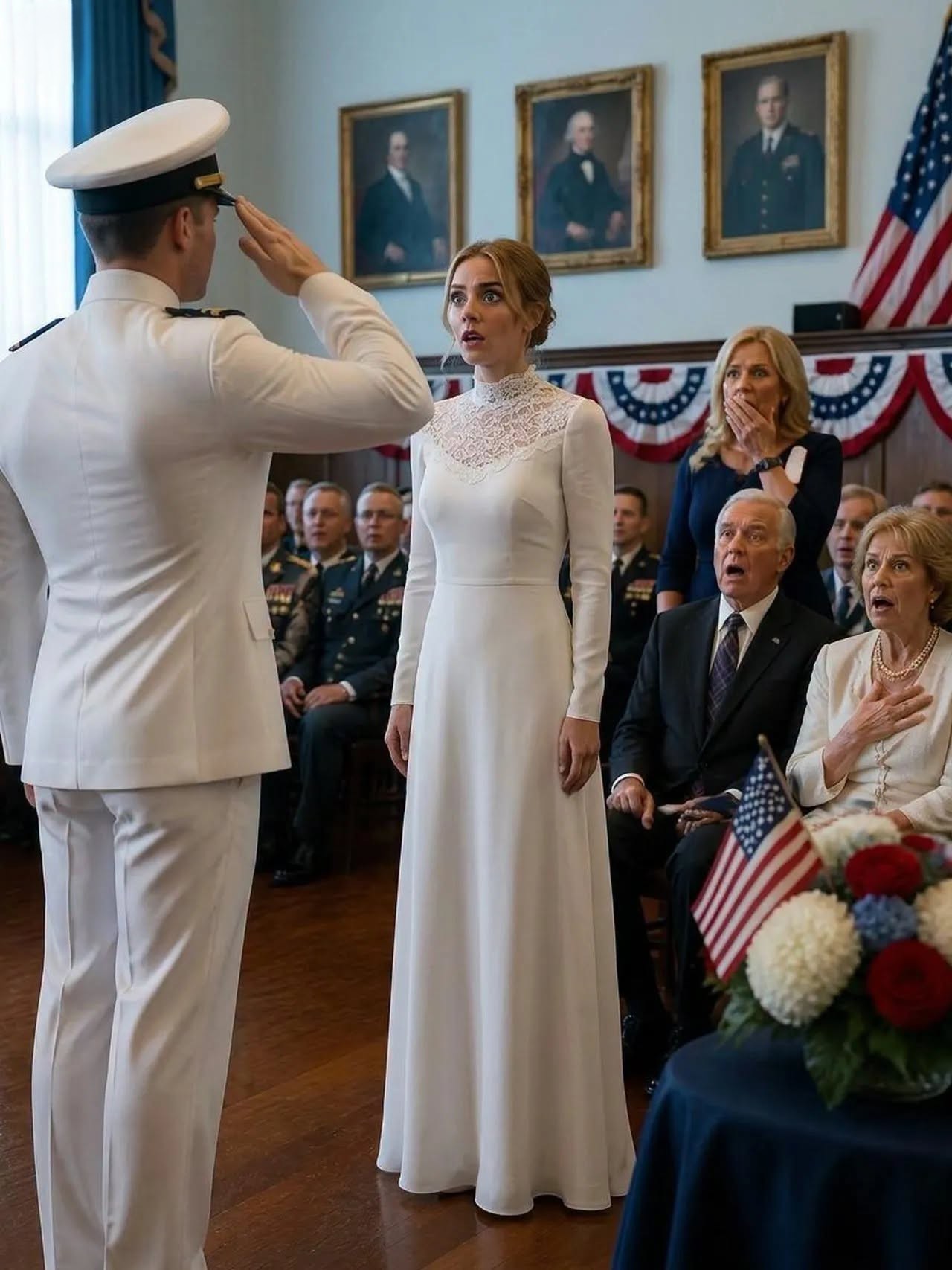I Sat in the Back Row of My Father’s Veterans Ceremony — Then a Navy Captain Saluted Me Before the Entire Town