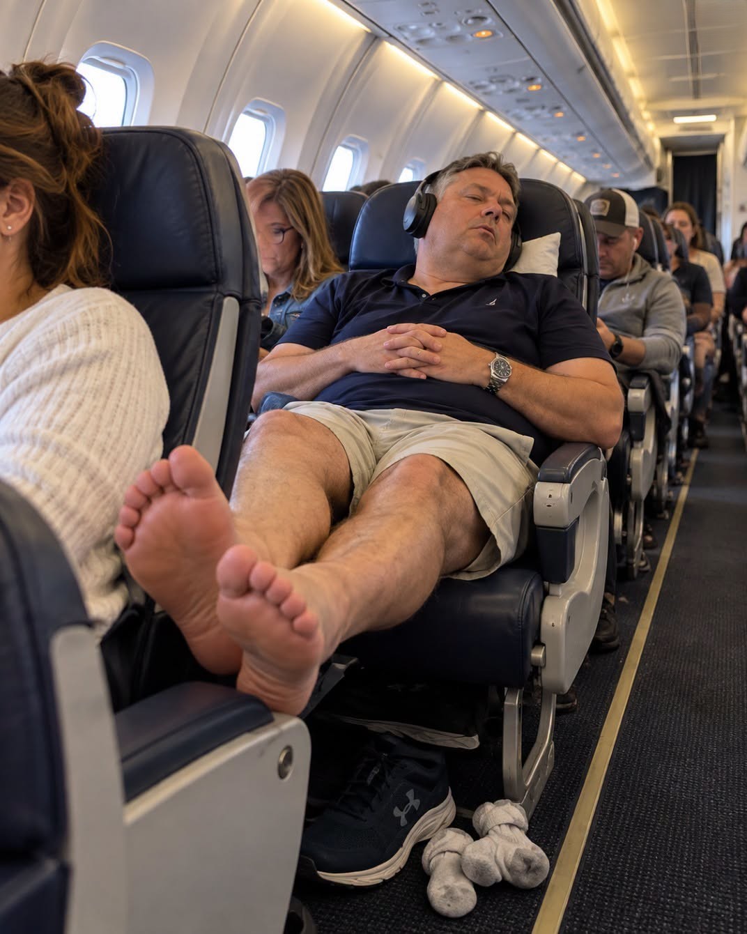 Rude Passenger Refused to Move His Bare Feet on a Plane — He Never Expected to Meet the Woman Again